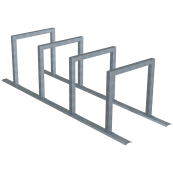 Bicycle rack - row arrangement | lean-on hoop made of steel tube 60 x 60 mm | hot-dip galvanized | for 4 bicycles